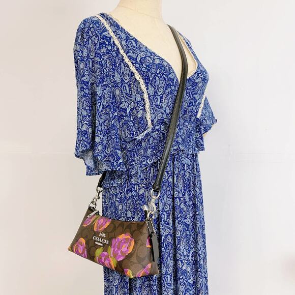 Coach CL406 Charlotte Shoulder Bag In Signature Canvas IN Brown Iris Multi - Picture 1 of 10